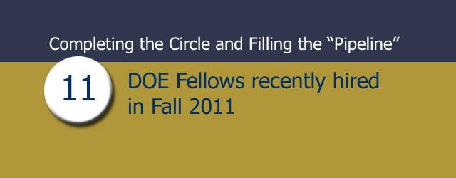 Completing the Circle and Filling the “Pipeline” 11 DOE Fellows hired in Fall 2011